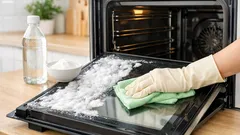 Jak vyčistit sklo dvířek trouby jedlou sodou a octem bez drhnutí