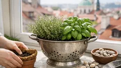 Květináč z cedníku: jednoduchý trik, který zachrání rostliny před přelitím